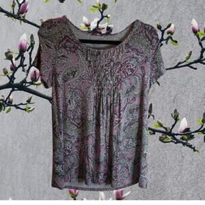 Croft & Barrow Small short sleeve rayon blend stretch casual woman's top.